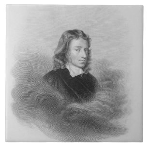 Porträt von John Milton (1608-74) graviert durch Fliese