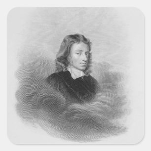 Porträt von John Milton (1608-74) graviert durch Quadratischer Aufkleber
