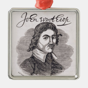 Porträt von John Winthrop Silbernes Ornament