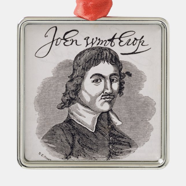 Porträt von John Winthrop Silbernes Ornament (Vorne)