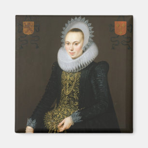 Porträt von Justina van Teylingen, 1616 Magnet