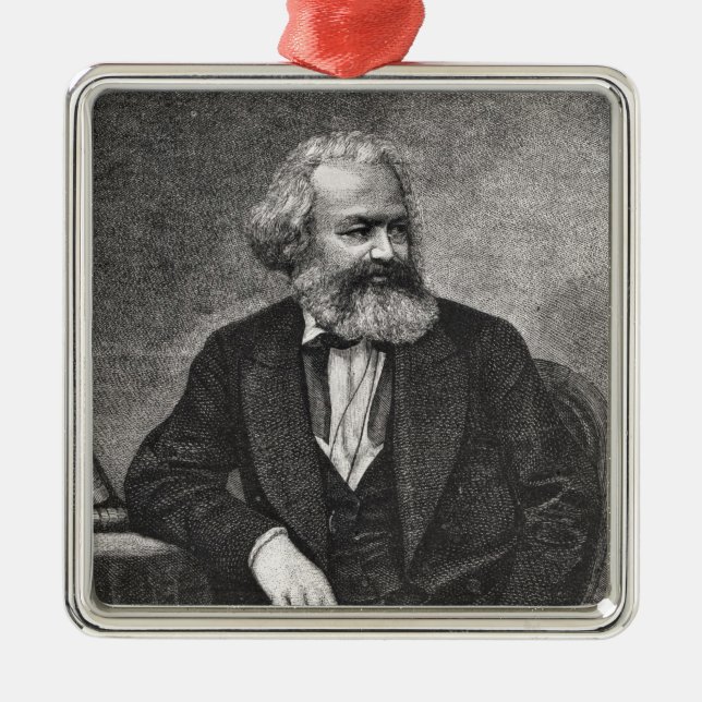 Porträt von Karl Marx 1857 Silbernes Ornament (Vorne)