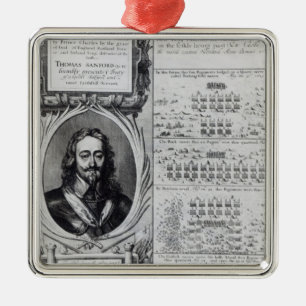 Porträt von König Charles I mit Diagrammen Silbernes Ornament