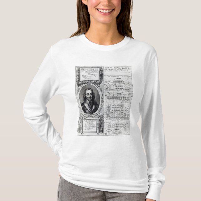 Porträt von König Charles I mit Diagrammen T-Shirt (Vorderseite)