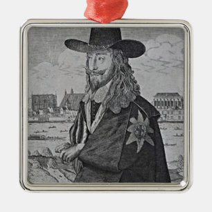 Porträt von König Charles I Silbernes Ornament