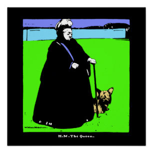 Porträt von Königin Victoria und Yorkie-Hund Poster