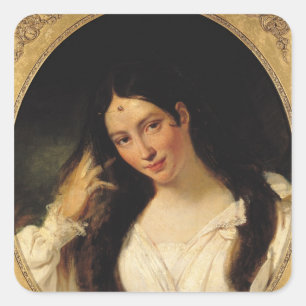 Porträt von "La Malibran" Quadratischer Aufkleber