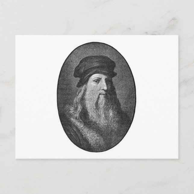 Porträt von Leonardo da Vinci Postkarte (Vorderseite)