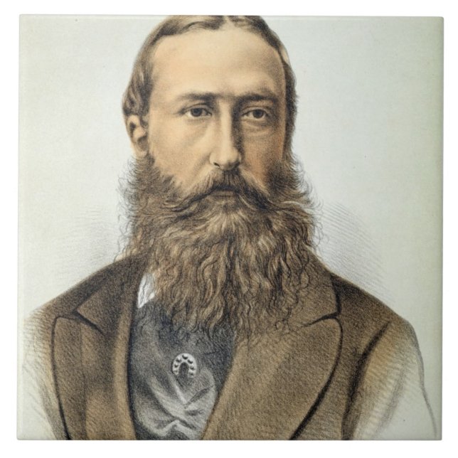 Porträt von Leopold II (1835-1909), König von Fliese (Vorderseite)