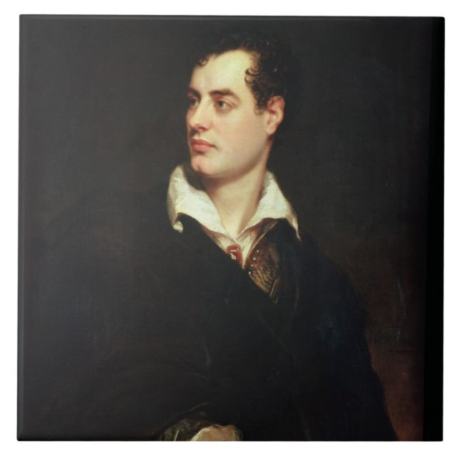 Porträt von Lord Byron (1788-1824) (Öl auf Fliese (Vorderseite)
