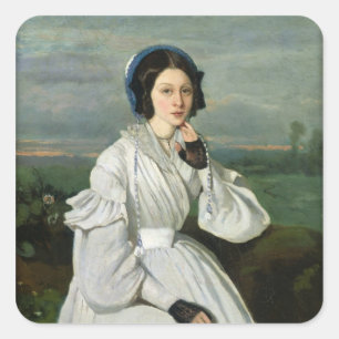 Porträt von Louise Claire Sennegon Quadratischer Aufkleber