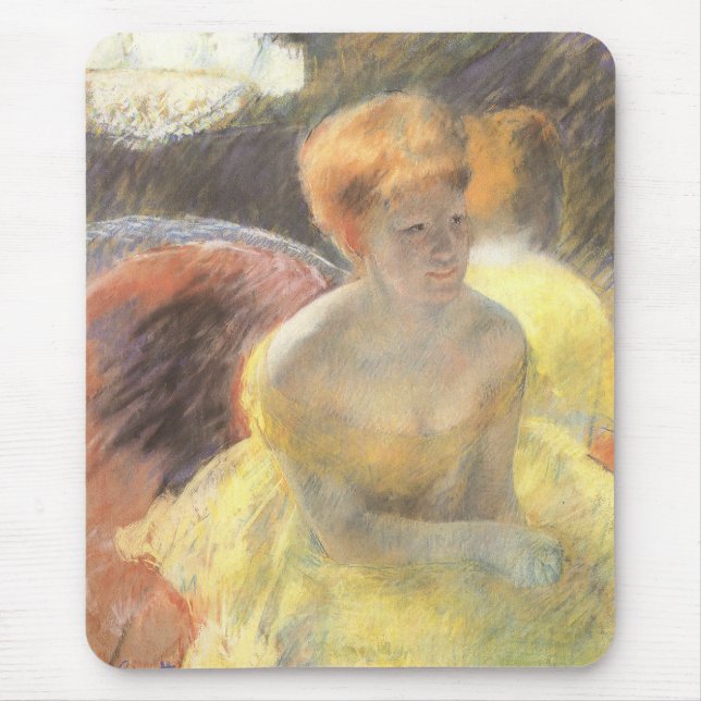 Porträt von Lydia an der Oper von Mary Cassatt Mousepad (Vorne)