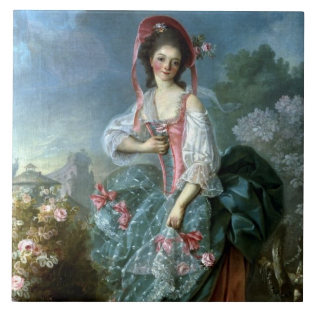 Porträt von Mademoiselle Guimard als Terpsichore, Fliese (Vorderseite)