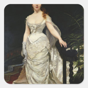 Porträt von Mademoiselle X, 1873 Quadratischer Aufkleber