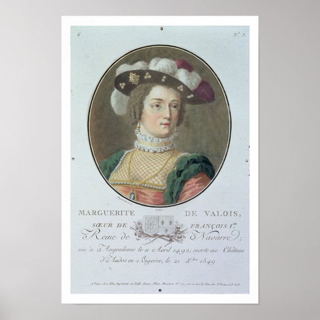 Porträt von Marguerite de Valois (1492-1549), 1787 Poster (Vorne)