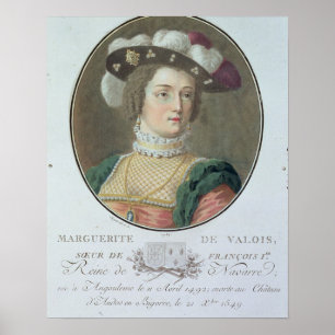 Porträt von Marguerite de Valois (1492-1549), 1787 Poster
