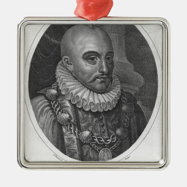 Porträt von Michel de Montaigne Ornament Aus Metall (Vorne)