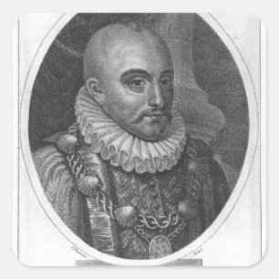Porträt von Michel de Montaigne Quadratischer Aufkleber