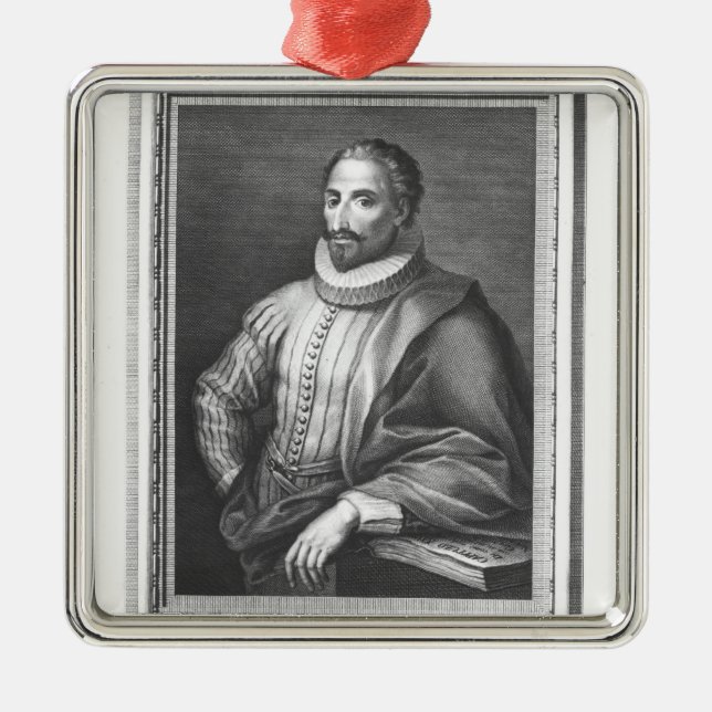 Porträt von Miguel de Cervantes Saavedra Silbernes Ornament (Vorne)
