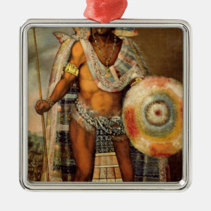 Porträt von Montezuma II Silbernes Ornament