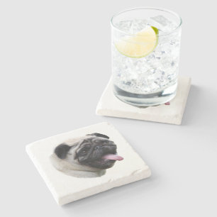 Porträt von Mops-Hund-Foto Steinuntersetzer