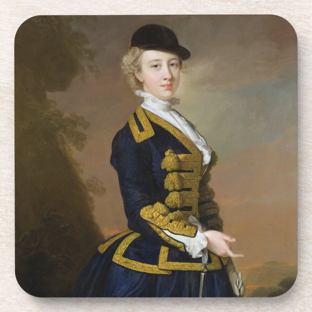 Porträt von Nancy Fortesque ein dunkelblaues ri Untersetzer (Vorderseite)