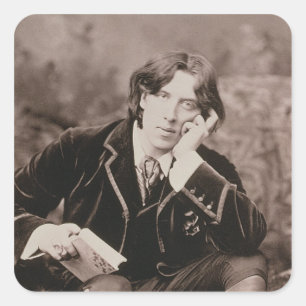 Porträt von Oscar Wilde (1854-1900), 1882 (b/w ph Quadratischer Aufkleber