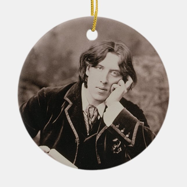 Porträt von Oscar Wilde (1854-1900), 1882 (b/w pho Keramikornament (Vorne)