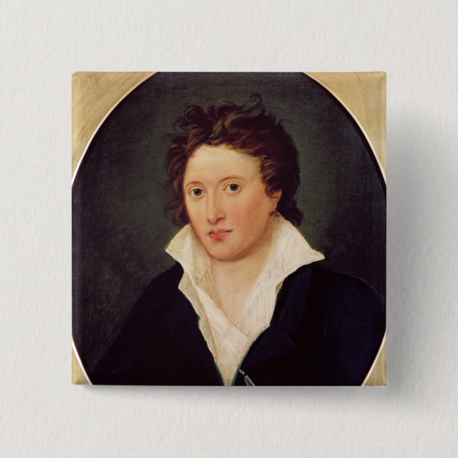 Porträt von Percy Bysshe Shelley, 1819 Button (Vorderseite)