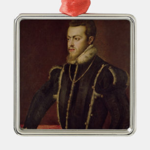 Porträt von Philip II von Spanien Silbernes Ornament