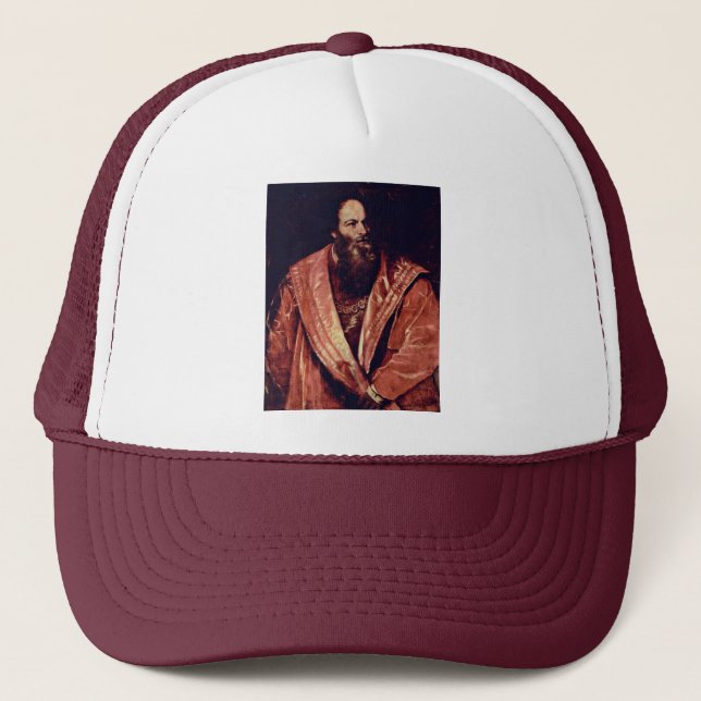 Porträt von Pietro Aretino. Von Tizian Truckerkappe (Vorderseite)