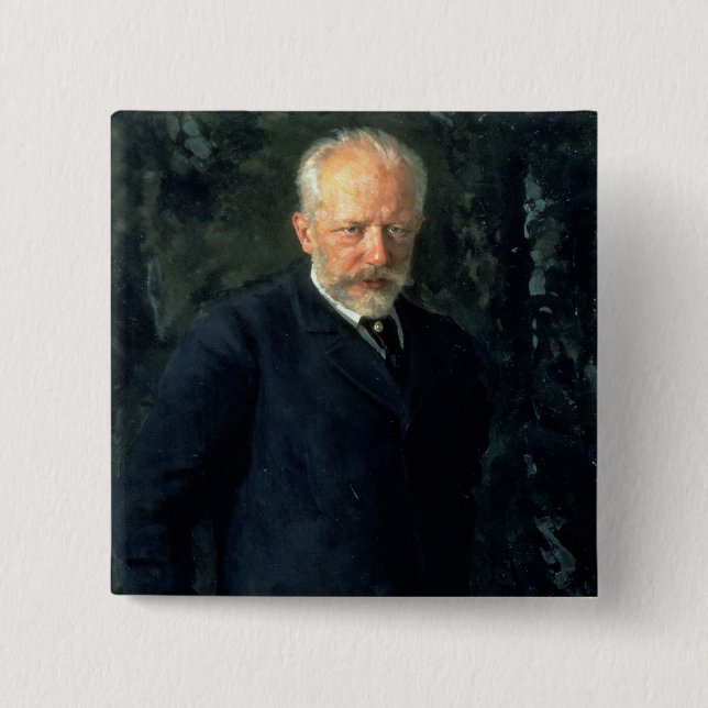 Porträt von Piotr Ilyich Tchaikovsky Button (Vorderseite)