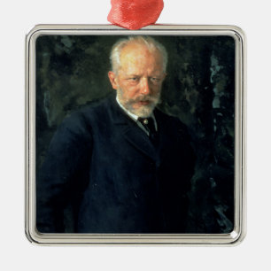 Porträt von Piotr Ilyich Tchaikovsky Ornament Aus Metall