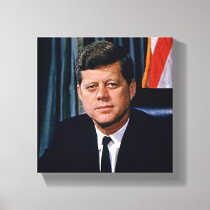 Porträt von Präsident John F. Kennedy JFK 35. 8x8 Leinwanddruck
