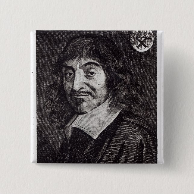 Porträt von Rene Descartes Button (Vorderseite)