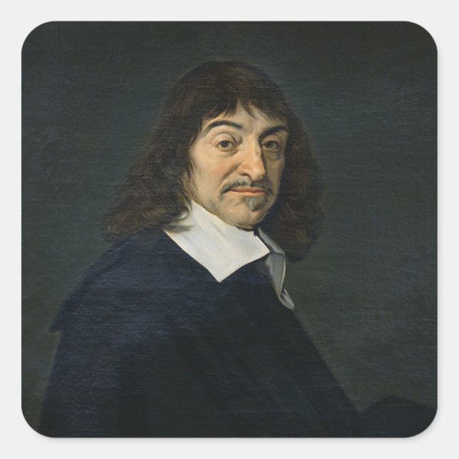 Porträt von Rene Descartes c.1649 Quadratischer Aufkleber (Vorderseite)