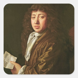 Porträt von Samuel Pepys 1666 Quadratischer Aufkleber