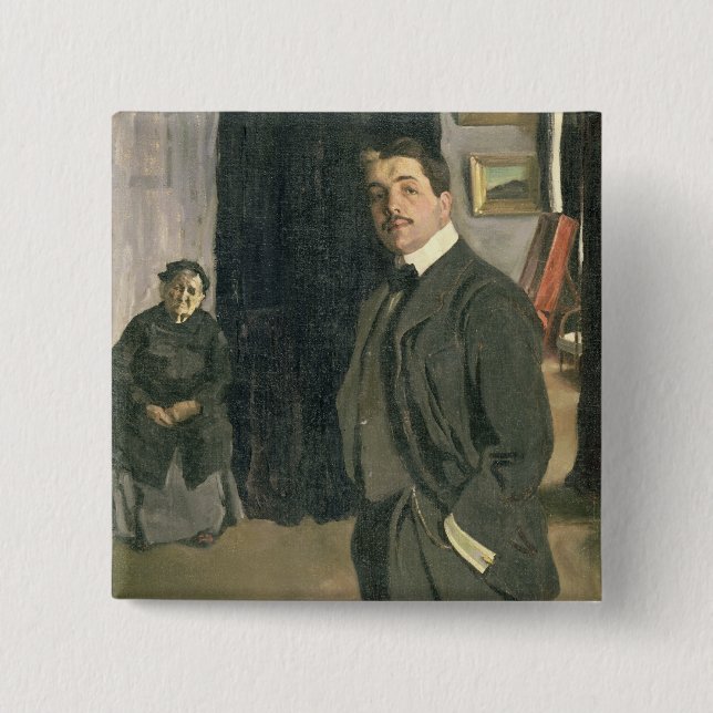 Porträt von Sergei Pavlovich Diaghilev Button (Vorderseite)