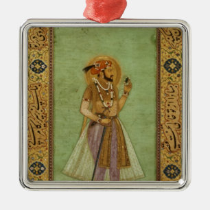 Porträt von Shah Jahan, 1631, Mughal Ornament Aus Metall