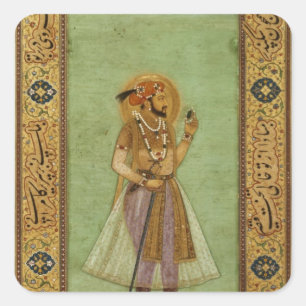 Porträt von Shah Jahan, 1631, Mughal Quadratischer Aufkleber