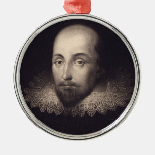 "Porträt von Shakespeare"-Ornament Silbernes Ornament