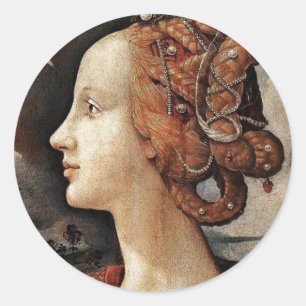 Porträt von Simonetta Vespucci von Piero di Cosimo Runder Aufkleber