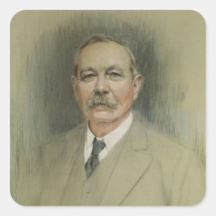 Porträt von Sir Arthur Conan Doyle Quadratischer Aufkleber
