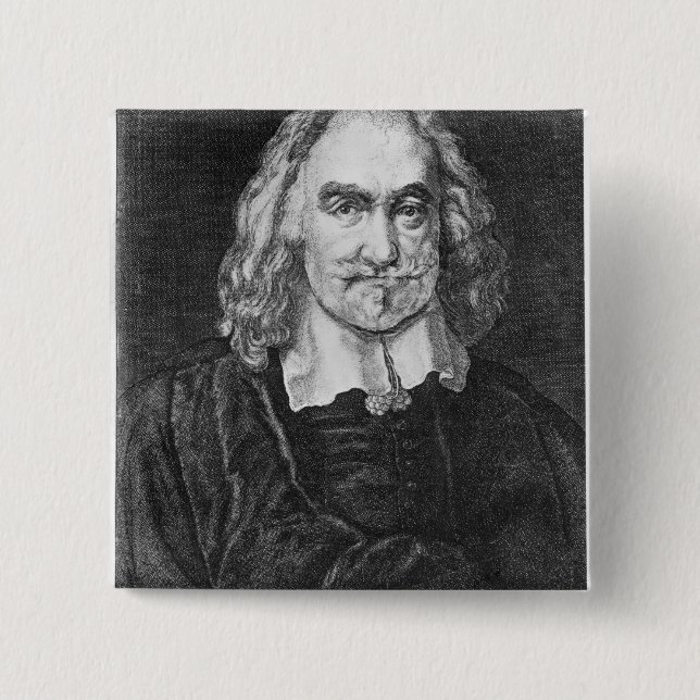Porträt von Thomas Hobbes Button (Vorderseite)