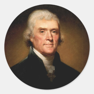 Porträt von Thomas Jefferson durch Rembrandt Peal Runder Aufkleber