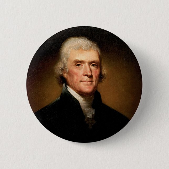 Porträt von Thomas Jefferson durch Rembrandt Peale Button (Vorderseite)