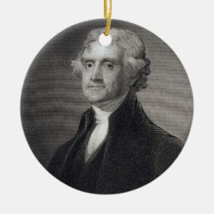 Porträt von Thomas Jefferson, graviert durch Keramikornament