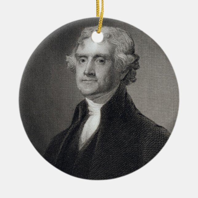 Porträt von Thomas Jefferson, graviert durch Keramikornament (Vorne)