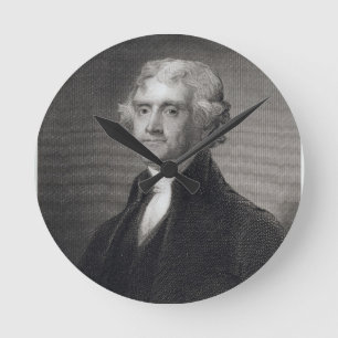Porträt von Thomas Jefferson, graviert durch Runde Wanduhr