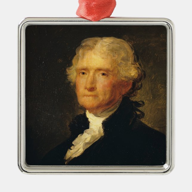 Porträt von Thomas Jefferson Silbernes Ornament (Vorne)